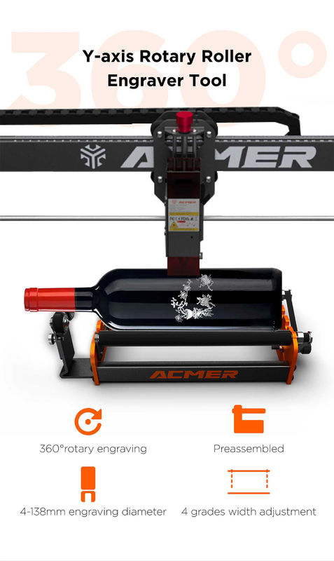 Acmer M2 Laser Engraver Rotary Roller Y Axis Rotary 360 Degree Roller Laser Graveur