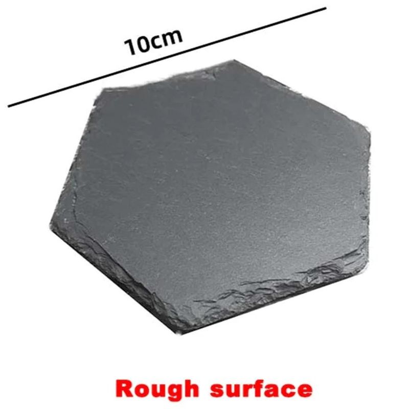 Slate Stone Drink Coasters Black Natural Edge Slate Stone Plate For Bar And Home