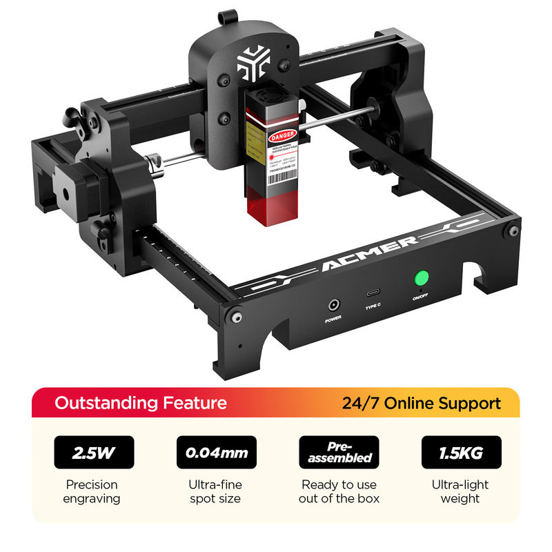0.04*0.04mm Spot size,ACMER S1 Portable Laser Engraver Mini Machine,