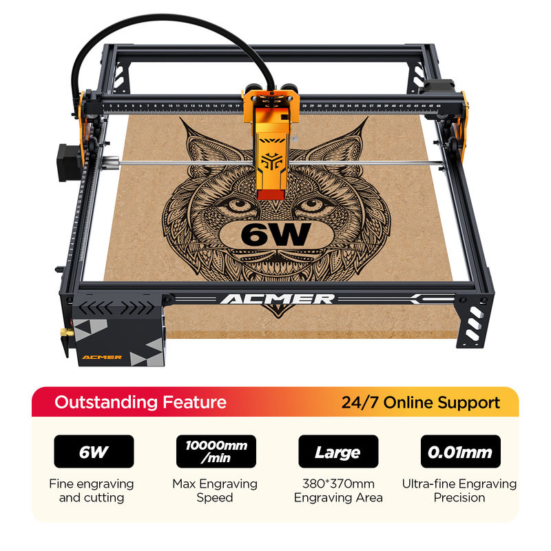ACMER P1 S PRO 6W Laser Module Laser Cutting Engraving Machines with P1 S PRO Easy Assembly 3.6kg