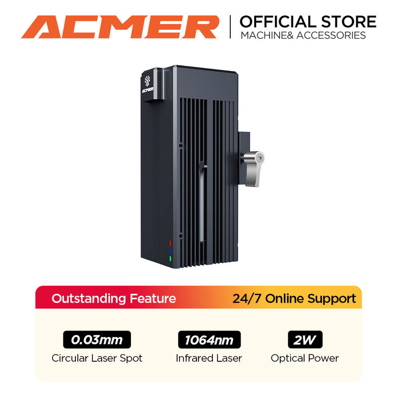 ACMER Laser Module IR 2w Fiber Laser Engraver 0.03mm Ultra-fine Spot For Metal Plastic Rock Acrylic