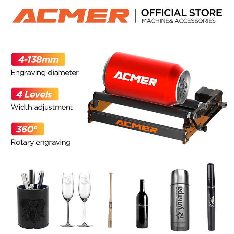 ACMER M2 Laser Rotary Roller Supports Engraving Cylindrical Objects Glass Bottles Stemmed Glasses