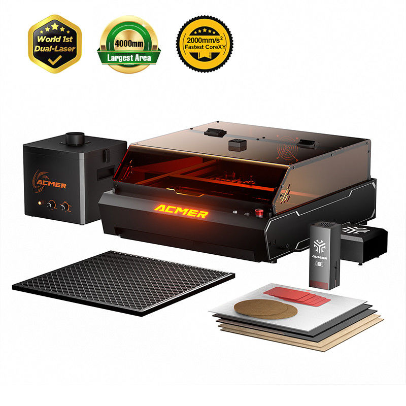 ACMER P3 2-in-1 Dual Laser Engraver With 10W Diode Laser 2W IR Laser And AP220 Smoke Air Purifier