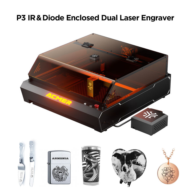 ACMER P3 96W CNC Laser Engraver High Speed Aluminum Profile Fuselage 10000mw Diode Laser USB/APP/TF Communication Method